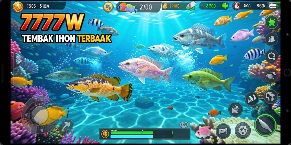 Tampilan gameplay seru dalam permainan Tembak Ikan 7777W.