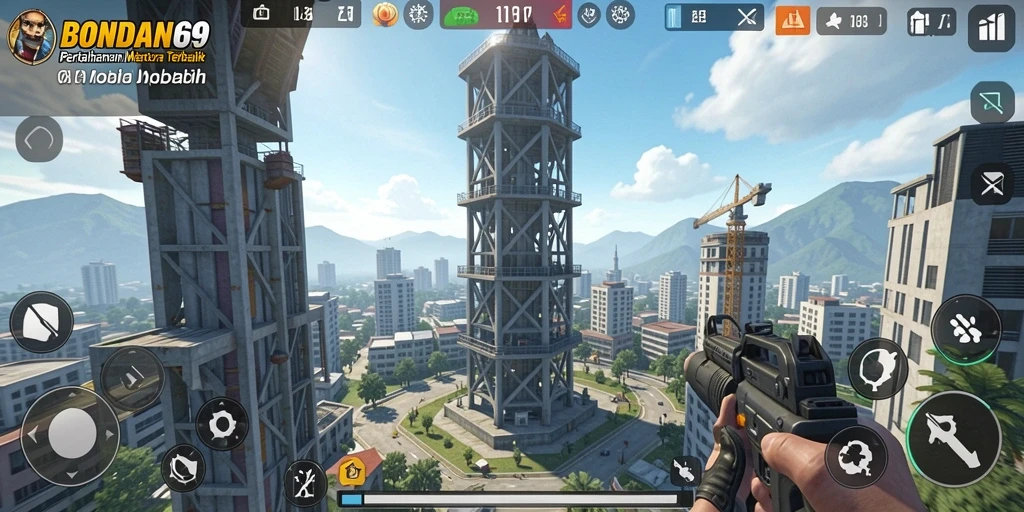 Tampilan menara dan musuh dalam gameplay BONDAN69 yang menarik.
