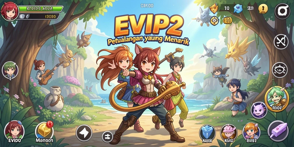 Tampilan menarik dari gameplay EVIP2 yang penuh warna dan penuh aksi.