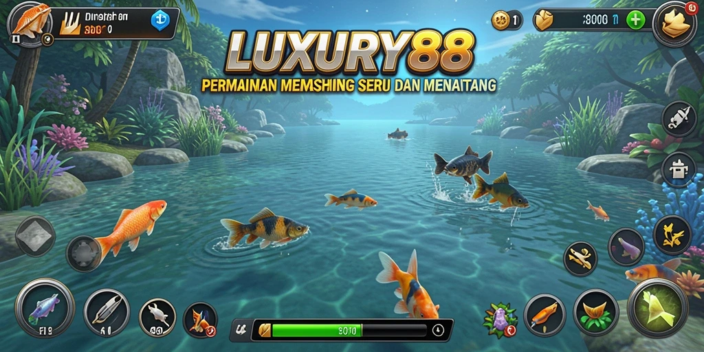 Tampilan gameplay LUXURY88 yang menampilkan aksi memancing yang seru.