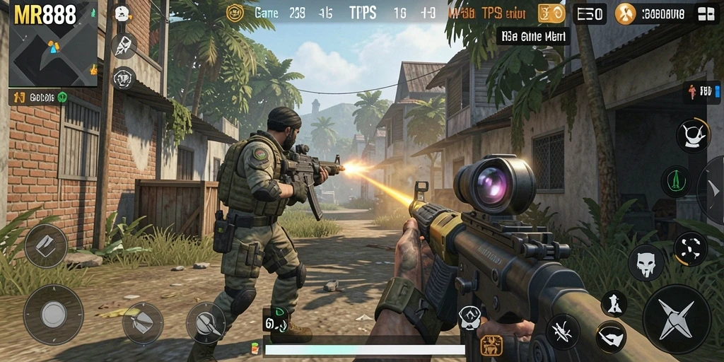 Screenshot gameplay MR888 menampilkan aksi seru dalam pertempuran.